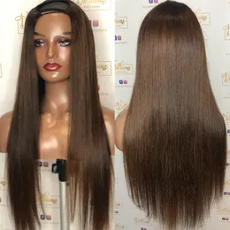 Mel Loiro Brasileiro Marrom Ombre Cabelo Humano U part perucas para mulheres negras 150% Densidade Remy Hair Wigs Middle Wigs