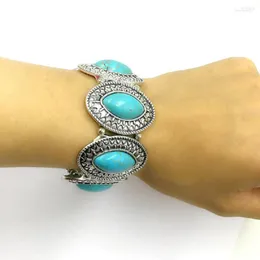 Strand Natural Burquois Bracelets Мужчины ручная эластичная проставка Blue Stone Bears Bangle Женщины дружба пары винтажные серебряные украшения