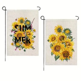 2PCS, Sunflowers Garden Flag Welcome Flag Flag Flag podwójny dla Flagi Outs Yard