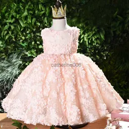 1 lata urodziny Dziewczyna Dziewczyna Sukienka chrztu Christams Nowonarodzona dziewczyna różowa sukienka na imprezę tiulową Baby Princess chrzest sukienki L230625