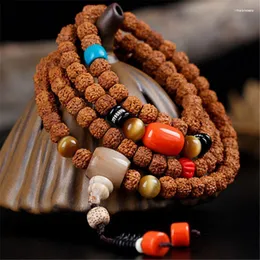 Strand Handmade Buddhist Natural 5 Petals Small Jingang Bodhi 108 Mala Beads Prayer Hand String Lovers' Tibetan Rudraksha