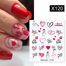스티커 데칼 Harunouta Love Heart Designs Red Lips Water Decals Kiss You Miss You English Letter Stickers Valentine 's Day Nail Art Decoration x0625