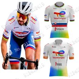 Conjuntos de Camisas de Ciclismo Terno Total Energies Camisa de Ciclismo Peter Sagan Conjunto Manga Curta Eslováquia Vestuário Camisas de Bicicleta de Estrada Terno MTB Desgaste Ropa 230621