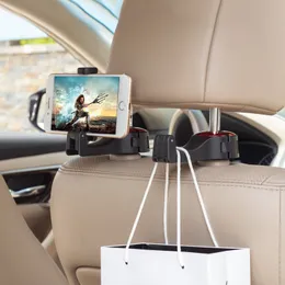 2-in-1 Universal Car Hooks 뒷좌석 헤드 레스트 마운트 홀더 iPhone Samsung Xiaomi Huawei 360도 휴대폰 홀더 스탠드