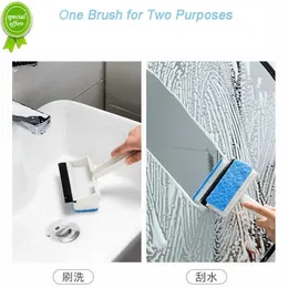 Escovas de limpeza de parede de espelho de banheiroEscova de raspagem de azulejo 2 em 1 Esponja de lâmina de silicone Limpador de vidro Cozinha Banheiro Raspador de chuveiro