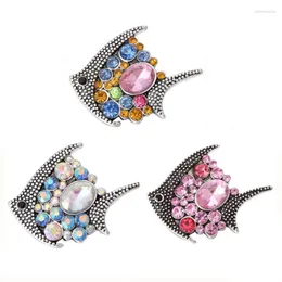 Charm Bracelets 10pcs/lot Snap Button Jewelry Colorful Rhinestone Fish Fit 18mm Necklace Women Men Raym22