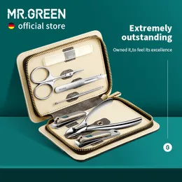 Nail Manicure Set Mr.Green Manicure Set Color Contraving Sets Sets Nail Clippers Cutter Tools Kits Stainsal Steel Steel Case for Man Woman 230625