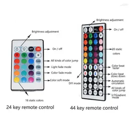 Tiras RGB LED Strip Light Witg 24 Keys 44 Key IR Remote Controller Interior Quarto Sala TV Fundo Decoração Iluminação