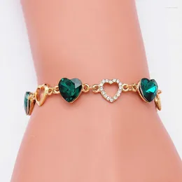 Link Bracelets Romantic Valentine's Day 3 Color Heart Shaped Bracelet Exquisite Women's Wedding Crystal Zircon Bracele Charming