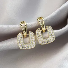Stud Anziw Square Drop Earrings for Women Prata D Color Real Brincos 925 Gold Stud Brincos para Meninas Jóias Finas 230621