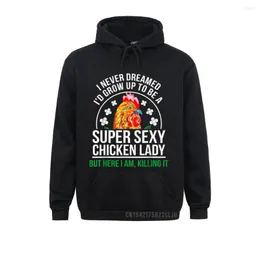 Men's Hoodies Funny Crazy Chicken Farmer Lady Women Warm Winter Fall Long Sleeve Leisure Clothes Slim Fit Men Sweatshirts