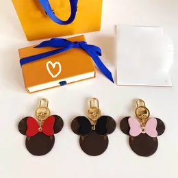 20Styles Mouse Pu Leather Keychain Letter Mönster Designer Keychains for Women Män Par Keychain Car Keychain No Box