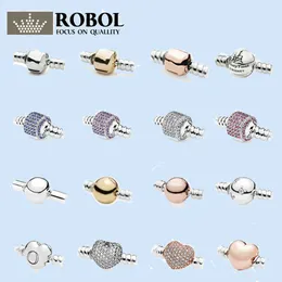 925 Серебряные чары для ювелирных украшений Pandora Classic Chain Head Cround Heart Циркон цепь = подвеска