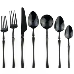 Zestawy naczyń stołowych 1PC Retro Luksusowe sztućce Czarne 18/10 Stwarza stolika ze stali nierdzewnej Silverware Nóż Knife Fork Spoon Kitchen Akcesoria