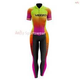 Cycling clothes Sets Vezzo Women's Cycling Jumpsuit Short Sleeve Long Pants Female Bike Clothes Little Monkey For Cyclist Summer Triathlon EquipmentHKD230625