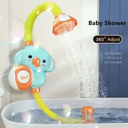 Sand Play Water Fun Electric Elephant Shower Toys Kids Baby Bath Spray Faucet Outside Bathtub Sprinkler Strong Suction Cup 230621