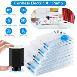 Other Housekeeping Organization 8PCS Wireless Powerful Vacuum Pump Rechargeable Compressed Bag Electric Travel Sealer Machine Space Saver 230625