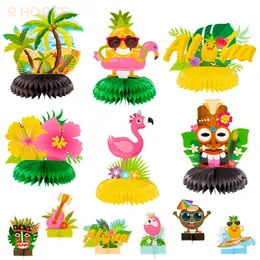 Yenilik Oyunları 12 PCS Hawaiian Petek Topları Centerpieces Masa Topper Partisi Malzemeleri Hindistan Cevizi Ağaçları Ananasları Flamingo Çocuklar İçin Doğum Günü 230625