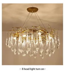 Żyrandole k9 jadalnia z kryształową lampą sufitową LED 6/8 12 Nordic Luksusowy żyrandol Dekoracja willi życiowej