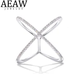 Кольцо для пасьянса AEAW 18K белое золото серебряным серебряным серебряным обручальным обручальным обручальным обручальным кольцом Лаборатория Grown Diamond Band для женщин 230625