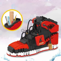 Blocchi Blocchi 474 pezzi Scarpe sportive Building Block Portapenne Sport Scarpe da basket Piccole particelle Mattoni PencilBox Giocattoli per bambini J240307