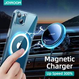 Joyroom 15W Caricabatterie wireless con supporto per telefono magnetico per auto a ricarica rapida per iPhone 14 13 12 Pro Max Supporto per telefono con luce più blu in auto