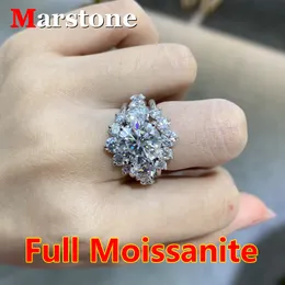 Solitaire Ring 8CT Full Rings Women 11 Stones 스파클링 다이아몬드 웨딩 밴드 S925 여성용 스털링 실버 보석 웨딩 230621