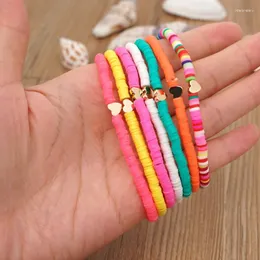 خيوط حبلا من خيوط Go2boho Heart Charm Bracelets 4mm Clay Beads للنساء Braclets Heishi Disc Braclets 2023 Fashion Beach