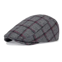 Autumn Winter Newsies Plaid Flat Caps Hats for Men Paperboy Golf Cap Capbie Caps