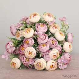 Suszone kwiaty wielokolorowe róże herbaty wazony do dekoracji domowej