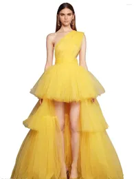 Vestidos casuales Modphy vestido elegante para mujer un hombro volantes malla plisado amarillo Maxi largo 2023 verano moda fiesta ropa