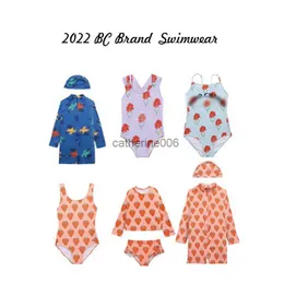 BC Marka 2022 Mayo Çocuk Kızlar Yeni Çocuklar ve Kız Yüzme Güzel Moda Meyve Desen Banyoları Hawaii Giysileri L230625