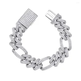 Link Bracelets JINAO 18mm Figaro Miami Lock Clasp Cuban 7-9 Inch Bracelet Iced Out Cubic Zircon Bling Hip Hop Men Jewelry Gift