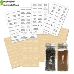 French/English Labels for Jars Spice Label Sticker Water and Oil Proof Self Adhesive Labels Kitchen Storage Bottles Jars Sticker