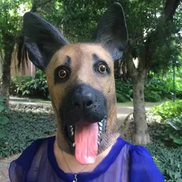 Máscaras de festa Halloween pastor alemão látex cabeça de cachorro máscara de animal rosto inteiro máscara adulto disfarce fantasia cosplay adereços 230625