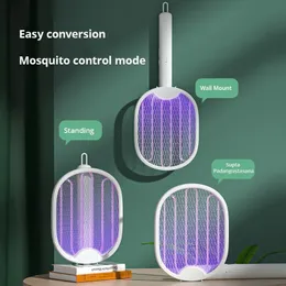 Other Home Garden Mosquito Killer Lamp USB Rechargeable Electric Foldable Mosquito Killer Racket Fly Swatter 3000V Repellent Lamp 230625