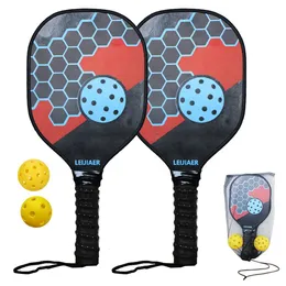 Squash rackets pickleball paddlar uppsättning av 2 trä pickleball racketer med bollar och mesh förvaringspåse för nybörjare boll sport del 230621