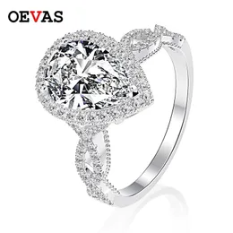 Anello solitario OEVAS lusso 100 argento sterling 925 6 pera zircone pietra preziosa matrimonio fidanzamento per le donne regalo gioielli all'ingrosso 230625