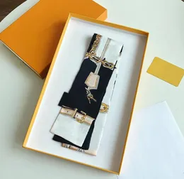 Echarpe de Seda de Designer Moda Feminina Estampa de Letra Cachecol de Luxo Clássico Bolsa de Cabelo Seda Material Tamanho 8x120cm