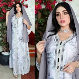 Casual Dresses New Spring Floral Print Muslim Abaya Dress Women Modest Dubai Arab Turkey Morocco Kaftan Islamic India Gown Robe Vestido 2022 x0625