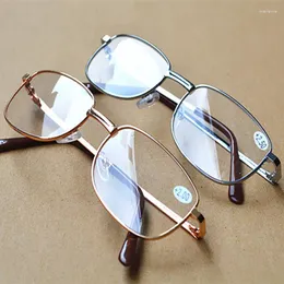 Sonnenbrillenrahmen Quadratische Metallrahmen Lesebrille Anti-Müdigkeit Mode High Definition Presbyopie Brillen Dioptrien 1,0 1,5 2,0 3,5 4,0
