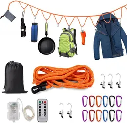 Bath Hangers Outdoor Camping Lanyard Hanger Campsite Storage Strap with LED Strip Lights 16ft Adjustable For Hanging Hammock Tent 230625