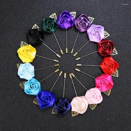 Brooches 1pcs Flower Corsage Red Rose Long Pin Men's And Women's Needle Bract One Word Insert 100 Match Brooch Wedding Ornaments
