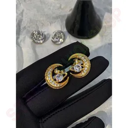 Fashion stud earrings womens Diamond moon Saturn earrings Luxury designer jewelry women diamond Wedding Gifts Perfect Box Trend