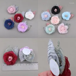 Dekorativa blommor 10st/parti tygstamen för flickor barnens hårtillbehör Corsage och hårband DIY -material