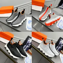 Luxury designer Europe station H home men's shoes knitted mesh ladies casual sports shoes wave platform one pedal breathable socks and shoes.