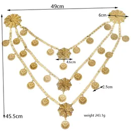 Collares Joyería de disfraz étnica de lujo Moneda chapada en oro Cadena de joyería de hombro Conjuntos de collar de monedas turcas para mujeres Joyería de fiesta