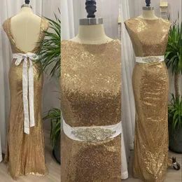 2023 złote sukienki druhny prawdziwe obraz klejnot szyi cekinowe koronkowe kryształowe koraliki szarfy