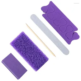 Kits de arte para unhas 5 pçs Kit de pedicure descartável Arquivo Mini buffer 80/100 Grit Wood Stick Empurrador dedo do pé Separador Pedra-pomes Removedor de ferramentas