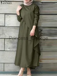 Casual Dresses ZANZEA Soild Abaya Dubai Muslim Hijab Kleid Langarm Rüschen Frühling Herbst Türkei Kleider Abayas Für Frauen Robe Übergroßen x0625